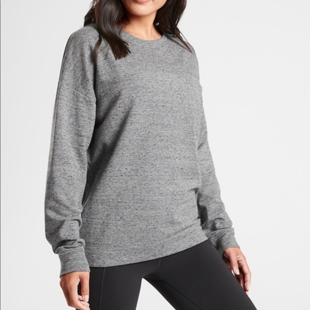 Athleta Pure Luxe Sweatshirt in Charcoal Nep XXS